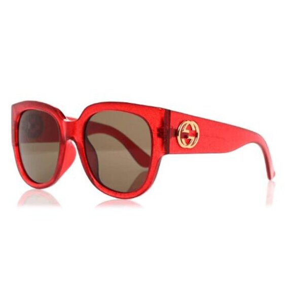 Gucci Accessories - Gucci Glitter Round Frame Sunglasses GG0142SA Red
